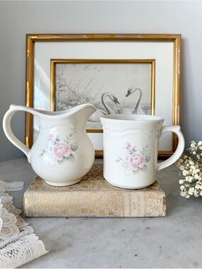 Vintage Pfaltzgraff Tea Rose Creamer & Coffee Cup 🌸